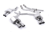 Milltek Audi S7 SPORTBACK 4.0 TFSI QUATTRO S TRONIC (2012 to 2018) Resonated (quieter) with Titanium tips. Some 2016 and later models have an updated valve location on one rear silencer meaning the wiring loom needs extending to accommodate.